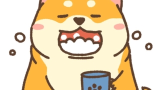うがいをする犬のイラスト